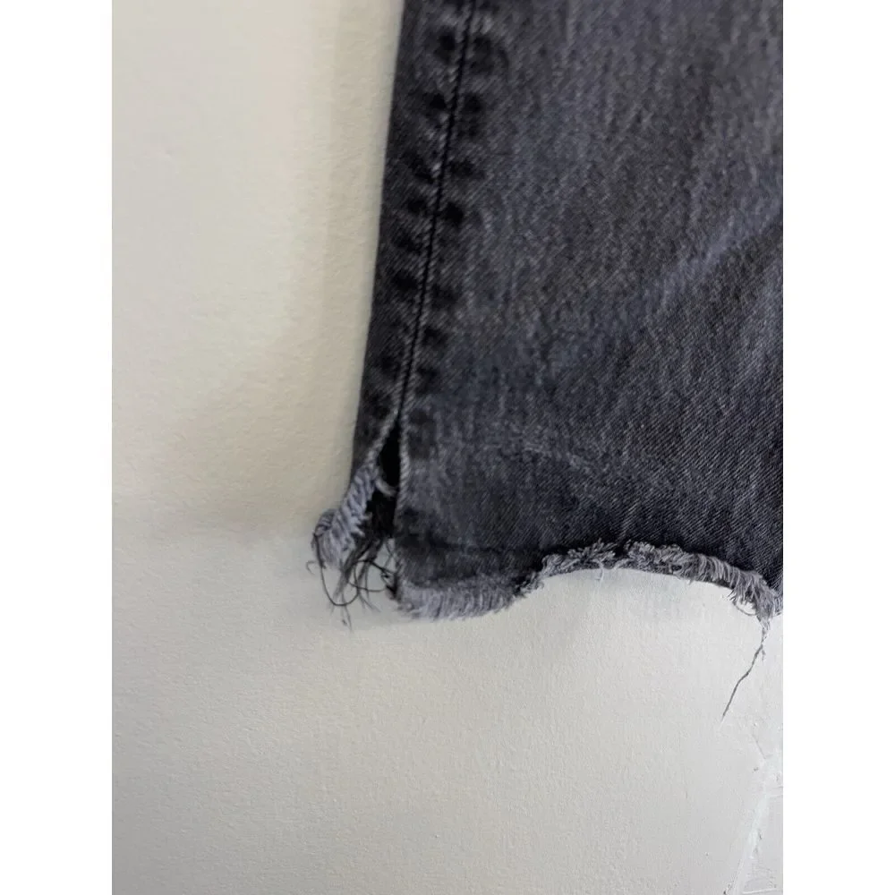 Reformation Crop Cigarette Euphrates Raw Hem Frayed Charcoal Black - Picture 4 of 16